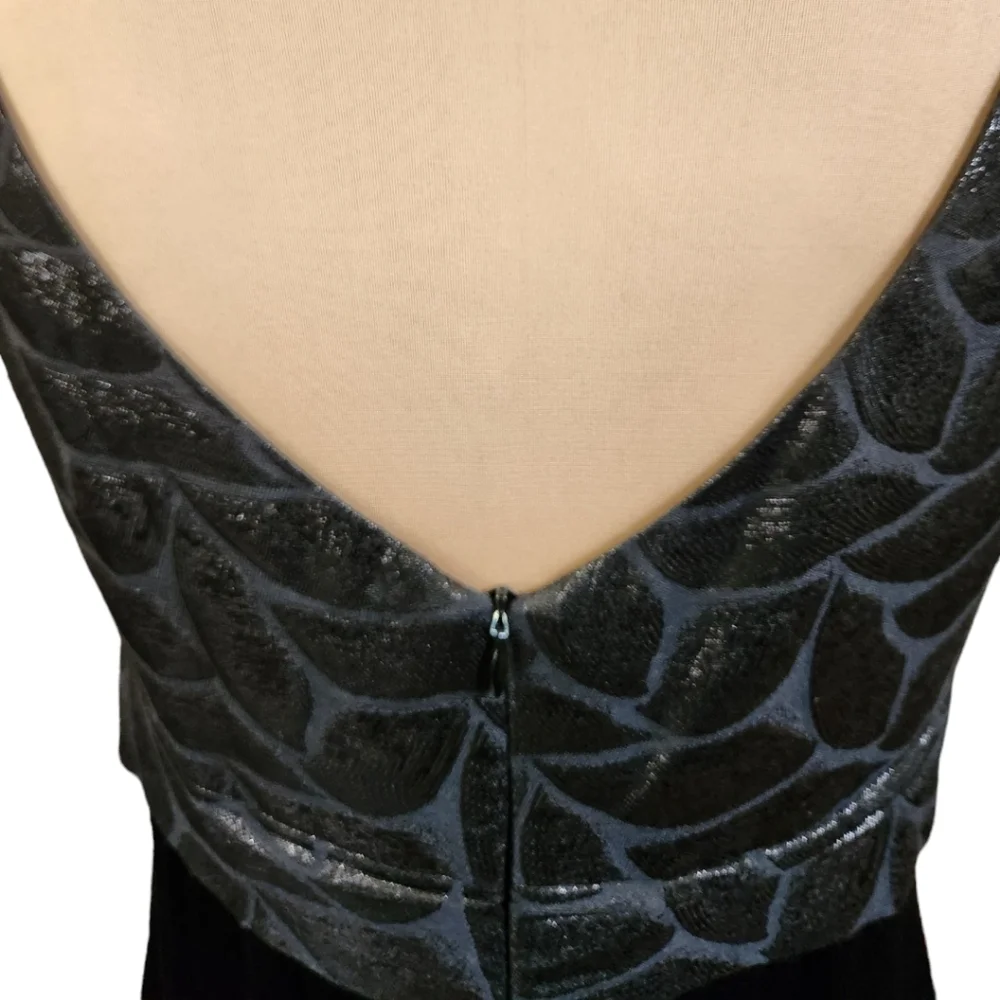 PATRA Black & Silver Velvet Jacquard Evening Gown - Size 10 - Picture 10 of 14